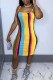 Yellow Sexy Casual Print Patchwork Backless Spaghetti Strap Sleeveless Dress Dresses