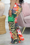 Camouflage Casual Street Print Patchwork High Waist Straight Patchwork Bottoms