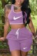 Purple Casual Print Patchwork U Neck Sleeveless Two Pieces