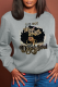 Grey Casual Vintage Print Patchwork O Neck Tops