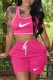 Rose Red Casual Print Patchwork U Neck Sleeveless Two Pieces