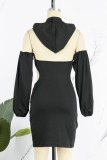 Pink Sexy Solid Patchwork Backless Hooded Collar Pencil Skirt Dresses