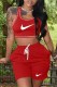 Red Casual Print Patchwork U Neck Sleeveless Two Pieces