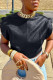 Black Casual Solid Patchwork O Neck T-Shirts