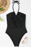 Yellow Sexy Solid Bandage Backless Fold Swimwears (With Paddings)