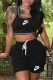 Black Casual Print Letter U Neck Sleeveless Two Pieces