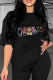 Black Casual Street Print Patchwork O Neck T-Shirts