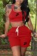 Red Casual Print Letter U Neck Sleeveless Two Pieces