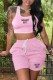 Pink Casual Print Letter U Neck Sleeveless Two Pieces