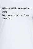 White Street Print Patchwork Letter O Neck T-Shirts