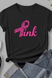 White Casual Print Letter O Neck T-Shirts
