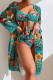 Blue Sexy Print Basic Swimsuit Three Piece Set (With Paddings)