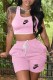 Pink Casual Print Letter U Neck Sleeveless Two Pieces