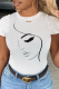 White Casual Street Print Patchwork O Neck T-Shirts