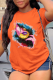 Orange Casual Vintage Print Patchwork O Neck T-Shirts