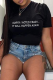 Black Street Daily Print Patchwork Letter O Neck T-Shirts