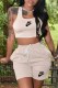 Apricot Casual Print Letter U Neck Sleeveless Two Pieces