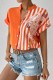 Orange Casual Print Patchwork V Neck Tops