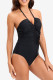Black Sexy Solid Bandage Backless Fold Swimwears (With Paddings)