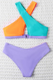 Blue Red Sexy Solid Patchwork Swimwears