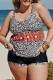 Leopard Print Sexy Casual Print Leopard Backless Spaghetti Strap Plus Size Swimwear (With Paddings)