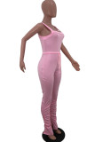 Pink Fashion Sexy Solid Sleeveless Slip Jumpsuits