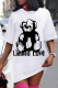 White Casual Print Letter O Neck Straight Dresses