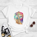 White Casual Print Basic O Neck T-Shirts