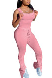 Pink Fashion Sexy Solid Sleeveless Slip Jumpsuits