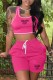 Rose Red Casual Print Letter U Neck Sleeveless Two Pieces