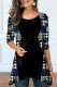 Blue Casual Print Patchwork O Neck Tops