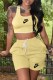 Yellow Casual Print Letter U Neck Sleeveless Two Pieces