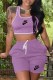 Purple Casual Print Letter U Neck Sleeveless Two Pieces