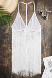White Sexy Solid Tassel Patchwork Swimwears Cover Up