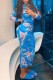 Blue Casual Print Tie Dye Fold Half A Turtleneck Long Sleeve Dresses
