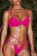 Rose Red Sexy Solid Bandage Hollowed Out Backless Swimwears (With Paddings)