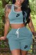 Cyan Casual Print Letter U Neck Sleeveless Two Pieces