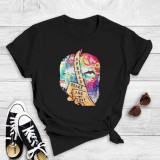 White Casual Print Basic O Neck T-Shirts