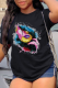 Black Casual Vintage Print Patchwork O Neck T-Shirts