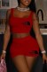 Red Casual Print Letter U Neck Sleeveless Two Pieces