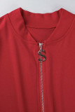 Red Casual Solid Patchwork Zipper Sleeveless Two Pieces