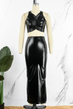 Silver Sexy Casual Solid Basic O Neck Sleeveless Two Pieces