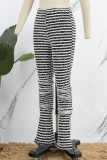 Black And White Street Patchwork Skinny High Waist Pencil Patchwork Bottoms