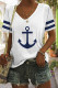 White Casual Print Basic V Neck T-Shirts