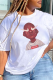 White Street Print Patchwork O Neck T-Shirts