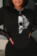 Black Street Vintage Print Skull O Neck T-Shirts