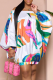 White Casual Print Patchwork Off the Shoulder Straight Dresses