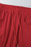 Red Casual Solid Patchwork Zipper Sleeveless Two Pieces