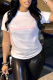White Casual Street Print Patchwork Letter O Neck T-Shirts