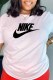 White Casual Print Letter O Neck T-Shirts
